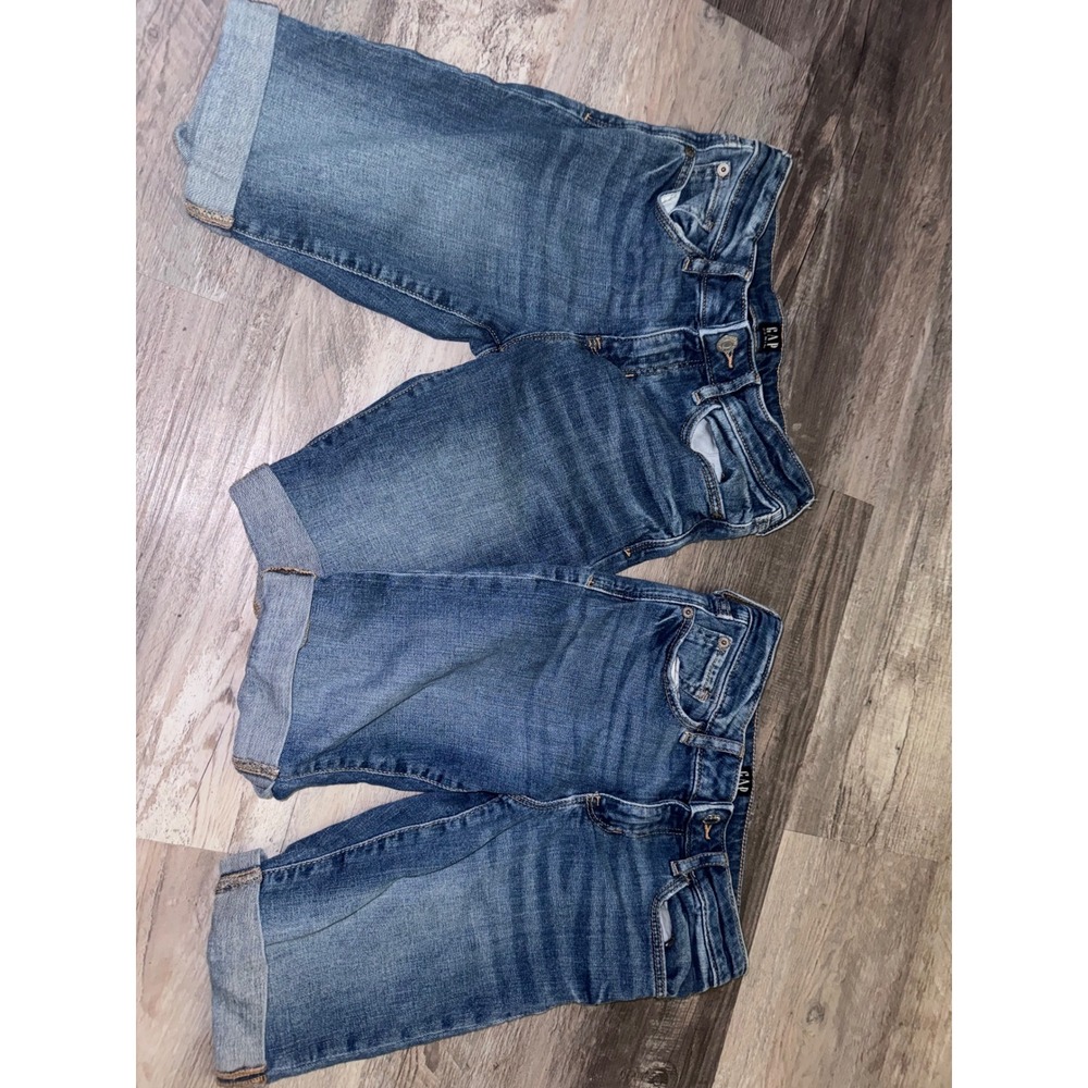 Gap Kids Girls Stretch Bermuda Denim Shorts Size 10 Medium Wash Blue 2 Pack